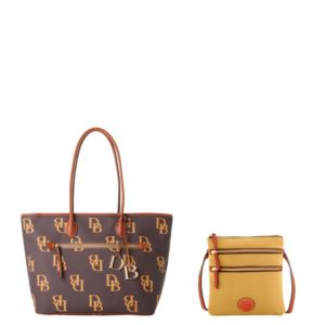 Dooney & Bourke Monogram Large Tote and Nylon North South Triple Zip Set