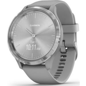 Garmin Vivomove 3 Hybrid Smartwatch with Slate Stainless Steel Bezel / Powder Gray Case