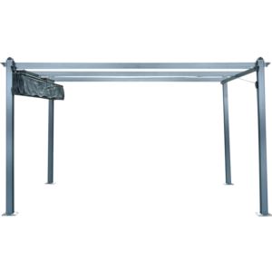 Hanover 13-Ft. x 10-Ft. Aluminum Pergola with Adjustable Canopy Cover, Dark Gray