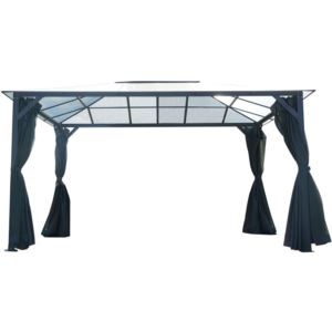 Hanover 13-Ft. x 10-Ft. Aluminum Hardtop Gazebo with Polycarbonate Roof Panels, Sunshade Curtains, and Mosqu