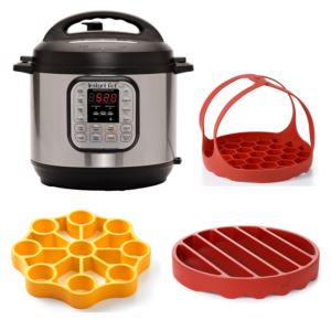 Instant Pot Duo 6-Qt. 7-in-1 Pressure Cooker + OXO Cooker Rack, Egg Rack and Bakeware Sling