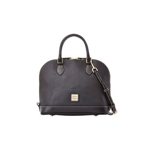 Dooney & Bourke Pebble Grain Zip Zip Satchel - Black w Black Trim