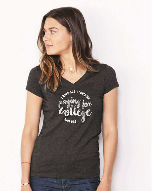 Bella + Canvas® Ladies' Short Sleeve V-Neck Jersey T-Shirt - College Design